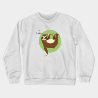 Cute sloth on green background Crewneck Sweatshirt
